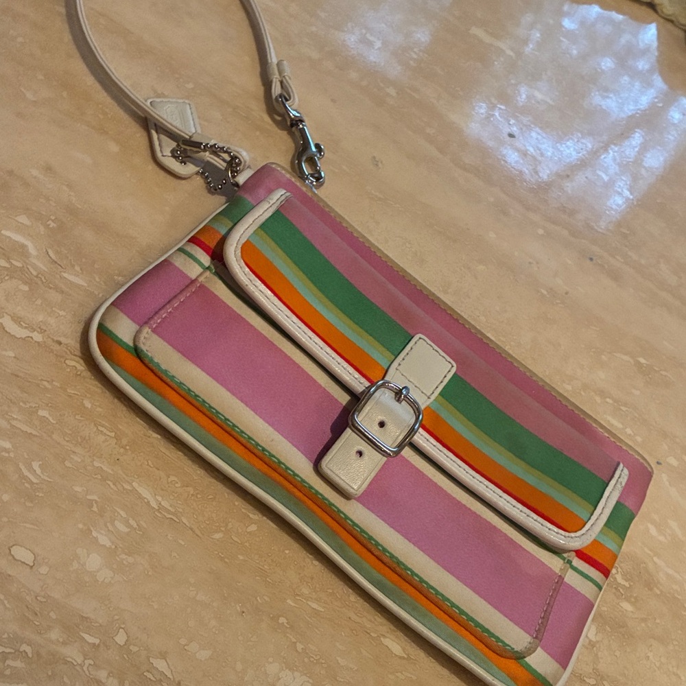 Coach Hampton Multicolor Stripe Wristlet - Picture 11 of 16